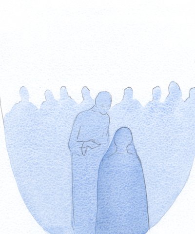 When the child Jesus was found in the Temple, He leaned forward, quietly explaining to His Holy Mother (with infinite kindness) that His work had already begun. by Elizabeth Wang
