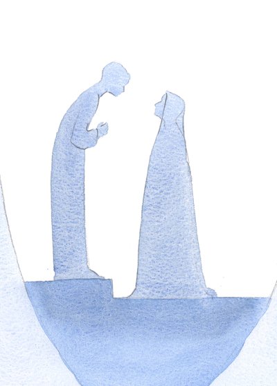 When the child Jesus was found in the Temple, He leaned forward, quietly explaining to His Holy Mother (with infinite kindness) that His work had already begun by Elizabeth Wang