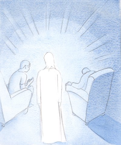 When two or three are gathered to pray in the name of Jesus, he is there between them by Elizabeth Wang
