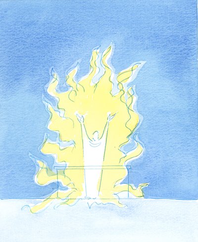 Whenever the Holy Sacrifice is offered from our altar, Christ Who is Present in sacramental form is praising the Father in the fiery love of the Holy Spirit by Elizabeth Wang