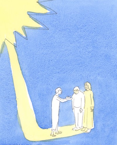 Whoever is willing to abandon prayer to attend to a needy neighbour is, as she reaches out to help, reaching out to Christ, who looks on with love and gratitude by Elizabeth Wang