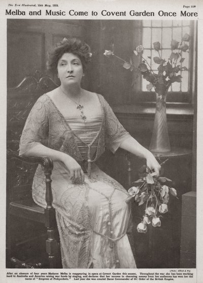 Dame Nellie Melba, Australian opera singer by Elliott and Fry Photography Studio