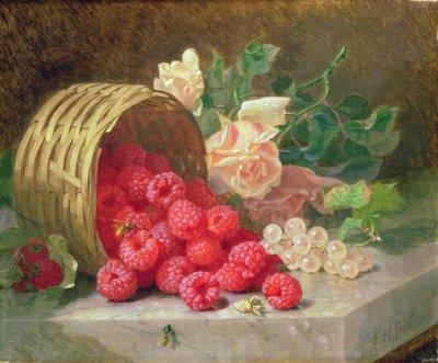 Overturned Basket with Raspberries and White Currants by Eloise Harriet Stannard