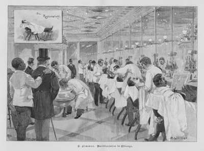 Barbershop in Chicago, Illinois, USA by Emil (after) Limmer
