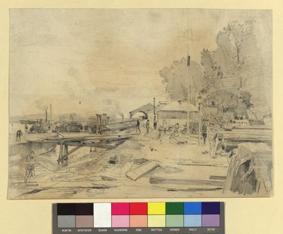 Steamship Station on the Danube near Kaisermühlen by Emil Jakob Schindler