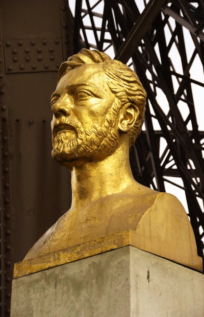 Bust of Gustave Eiffel under the Eiffel Tower, Paris, France by Emile Antoine Bourdelle