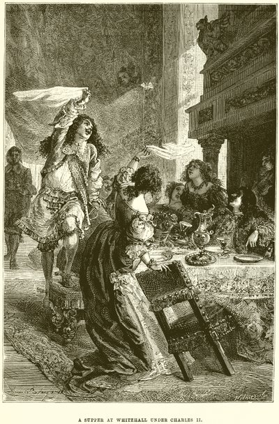 A Supper at Whitehall under Charles II by Emile Antoine Bayard