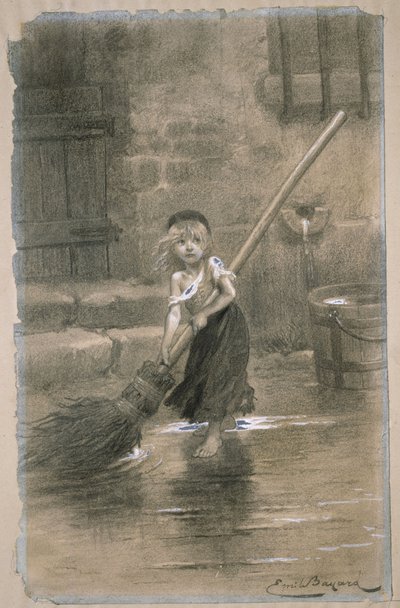 Cosette. Illustration from Les Misérables by Victor Hugo by Emile Antoine Bayard