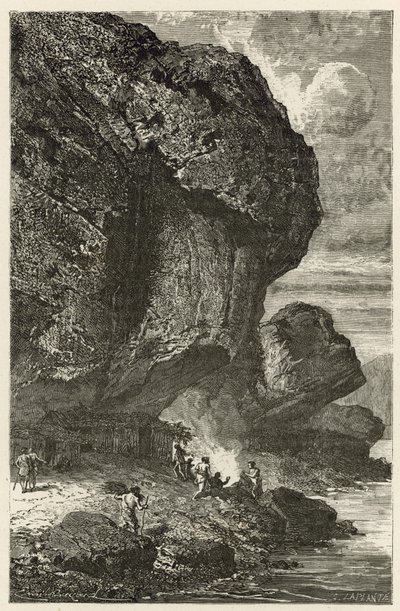 View of the Rock Shelter of Bruniquel, Habitation of Man in the Reindeer Era by Emile Antoine Bayard
