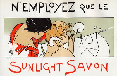 Child in His Bath, Sunlight Soap Advertisement by Émile Berchmans