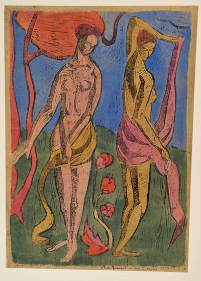 The Nymphs: Bathers with Red Flowers by Emile Bernard