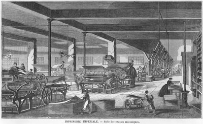 The printing presses room of the Imperial Printing Works, illustration from 