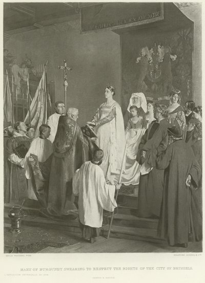 Mary of Burgundy swearing to respect the rights of the City of Brussels by Emile Charles Wauters
