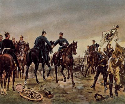 Meeting of King Wilhelm I with Crown Prince Friedrich Wilhelm in the Battle of Königgrätz, 3 July 1866 by Emile Hunten