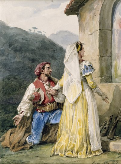 Italian Peasants Before a Shrine, 1829 by Emile Jean Horace Vernet