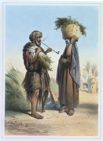 Fellah Man and Woman (Illustration) by Emile Prisse d