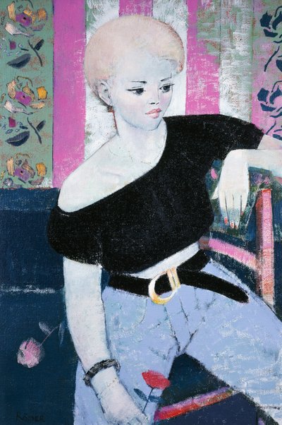 Girl with Rose by Endre Roder