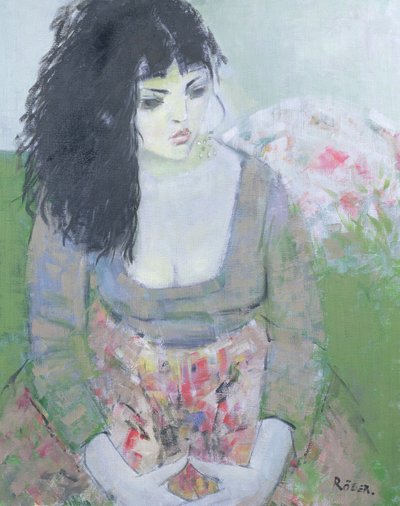 Indian Earring (dark-haired girl in green) by Endre Roder