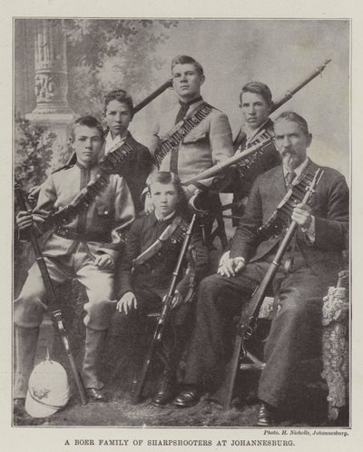 A Boer Family of Sharpshooters at Johannesburg by English Photographer