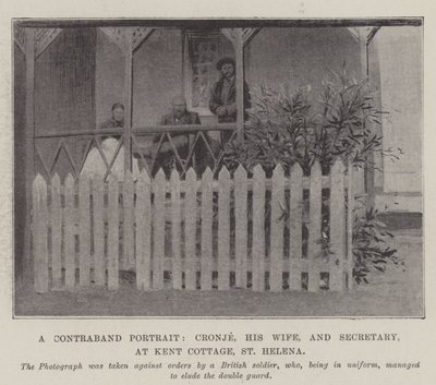 A Contraband Portrait, Cronje, His Wife, and Secretary, at Kent Cottage, St Helena by English Photographer