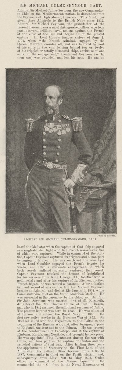 Admiral Sir Michael Culme-Seymour by English Photographer