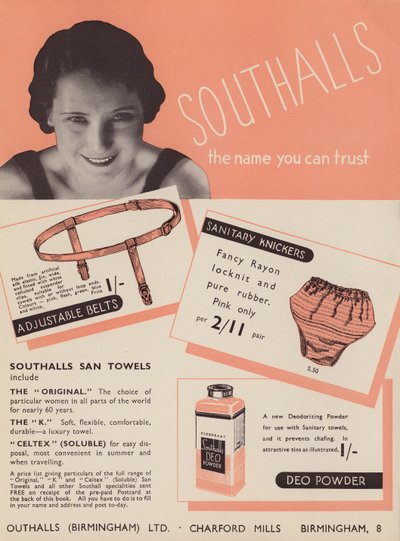 Advertisement for Southalls sanitary products by English Photographer
