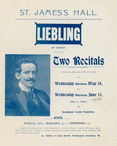 Advertisement for a Concert by Liebling of Berlin by English Photographer