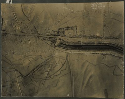Aerial photograph with WWI trenches, 1917 by English Photographer