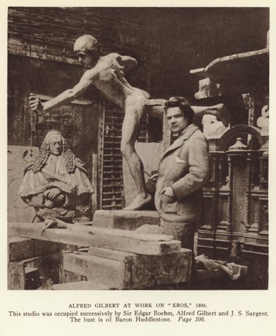 Alfred Gilbert, English Sculptor at Work on Eros by English Photographer