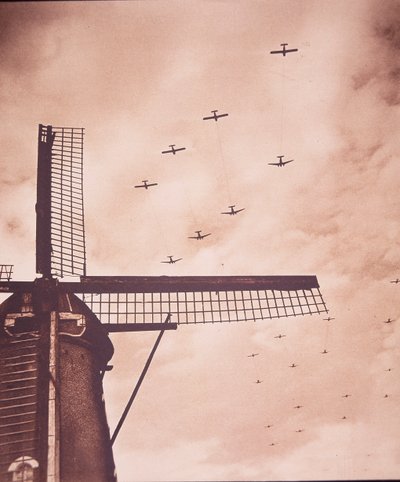 Allied aircraft tow gliders carrying airborne troops over the Netherlands, Battle of Arnhem by English Photographer