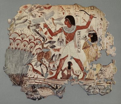 An Egyptian Officer, Accompanied by His Wife and Daughter, Fowling in a Marsh Well Stocked with Water-Fowl and Fish by English Photographer