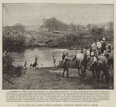 An Incident in a South African Campaign, swimming Horses across a River by English Photographer