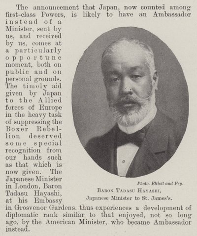 Baron Tadasu Hayashi, Japanese Minister to St James by English Photographer