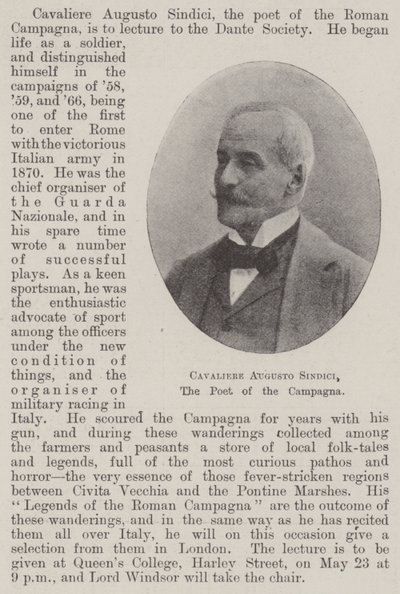 Cavaliere Augusto Sindici, the Poet of the Campagna by English Photographer