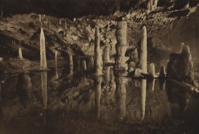 Cheddar Caves: Stalagmite Pillars, a Beautiful Reflected Group by English Photographer