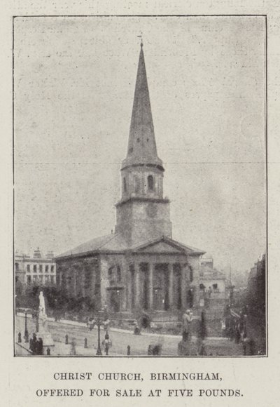 Christ Church, Birmingham, Offered for Sale at Five Pounds by English Photographer