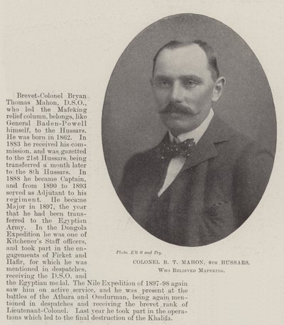 Colonel B T Mahon, 8th Hussars, who relieved Mafeking by English Photographer