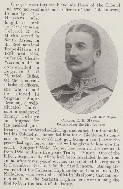 Colonel R H Martin, commanding the 21st Lancers by English Photographer