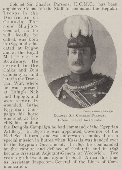 Colonel Sir Charles Parsons, Colonel on Staff for Canada by English Photographer