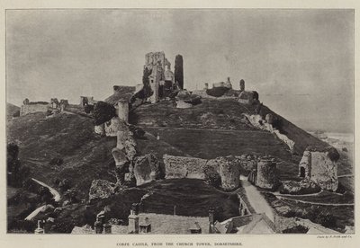 Corfe Castle, from the Church Tower, Dorsetshire by English Photographer