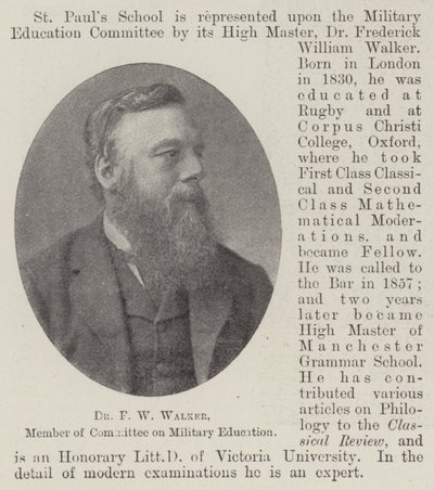 Dr F W Walker, Member of Committee on Military Education by English Photographer