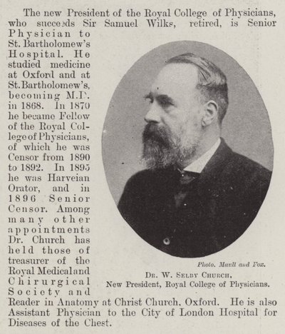 Dr W Selby Church, New President, Royal College of Physicians by English Photographer