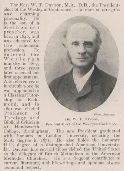 Dr W T Davison, President-Elect of the Wesleyan Conference by English Photographer