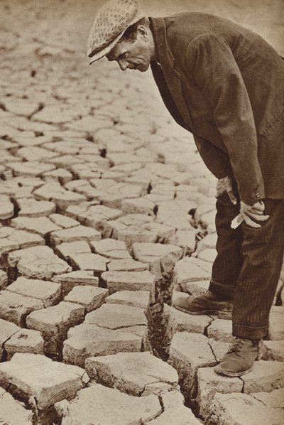 Dried up reservoir in Kettering, Northamptonshire, during the drought of 1934 by English Photographer