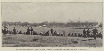 English Cricketers in Australia, the Adelaide Cricket Oval, the English Team in the Field by English Photographer