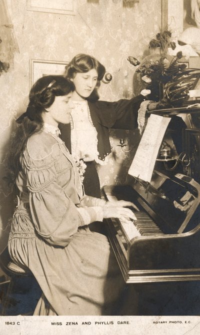 English Stage Actresses and Singers, Zena Dare and Her Sister Phyllis Dare by English Photographer