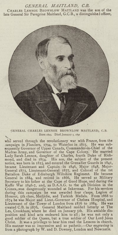 General Charles Lennox Brownlow Maitland, CB by English Photographer