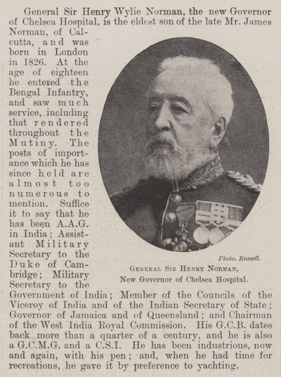 General Sir Henry Norman, New Governor of Chelsea Hospital by English Photographer