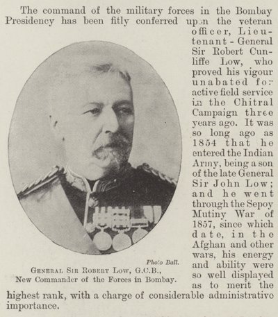 General Sir Robert Low, GCB, New Commander of the Forces in Bombay by English Photographer