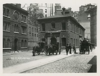 General View of Horse-Drawn Carriages in Scotland Yard by English Photographer